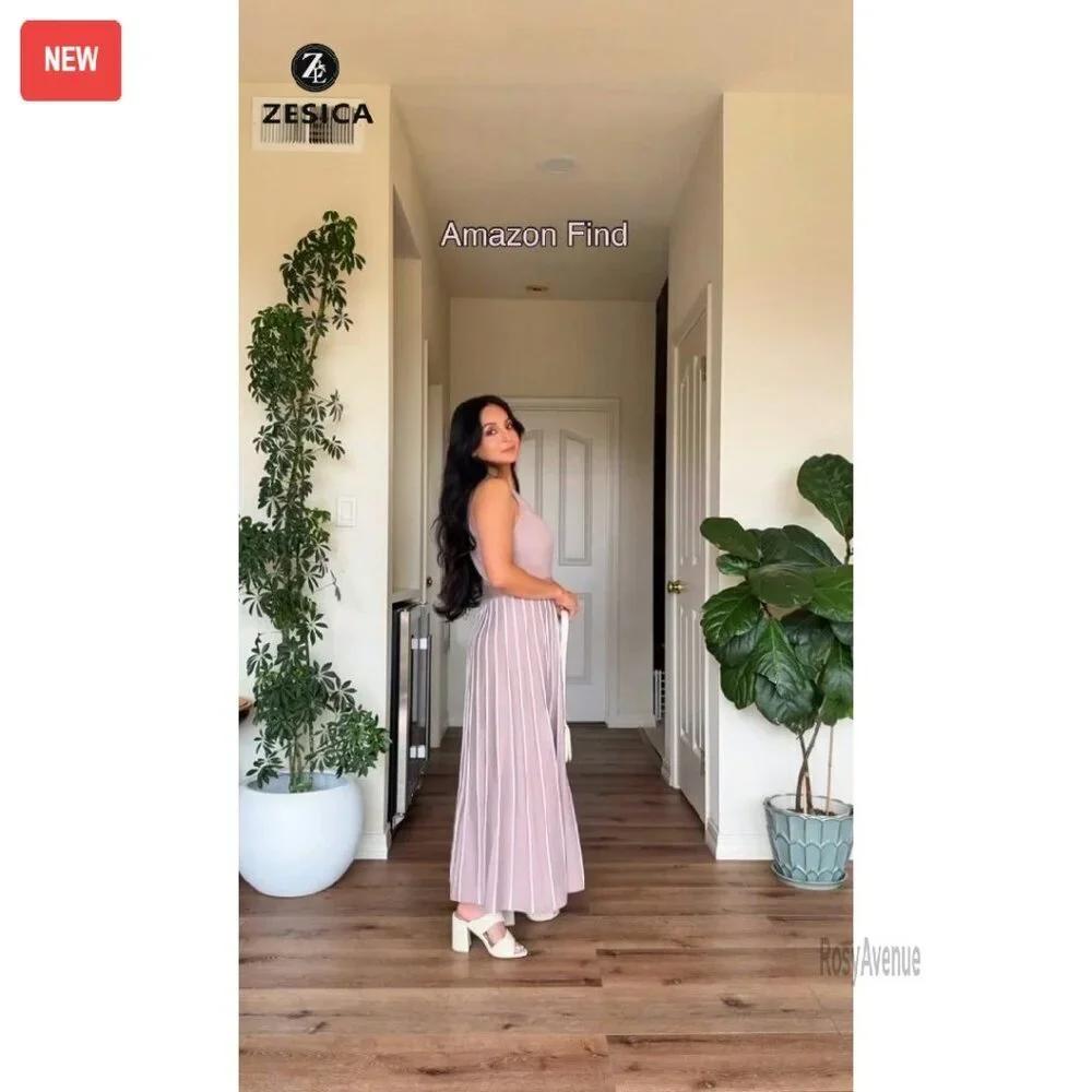 Sleeveless Maxi Dress Ribbed Knit Tie Waist A-Line Summer Casual